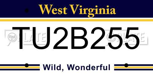 TU2B255 West Virginia License Plate