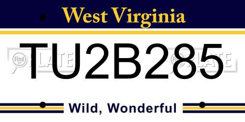 TU2B285 West Virginia License Plate