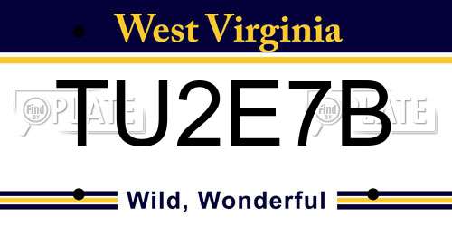TU2E7B West Virginia License Plate