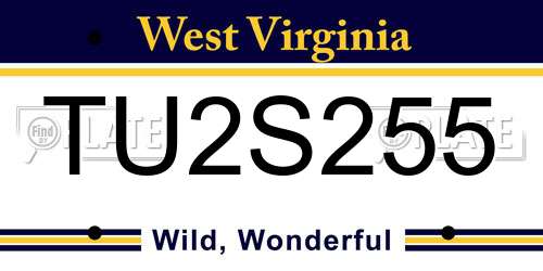 TU2S255 West Virginia License Plate