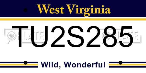 TU2S285 West Virginia License Plate