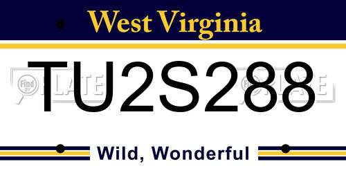 TU2S288 West Virginia License Plate