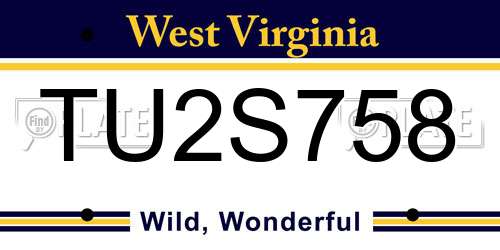 TU2S758 West Virginia License Plate