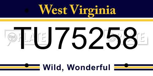 TU75258 West Virginia License Plate
