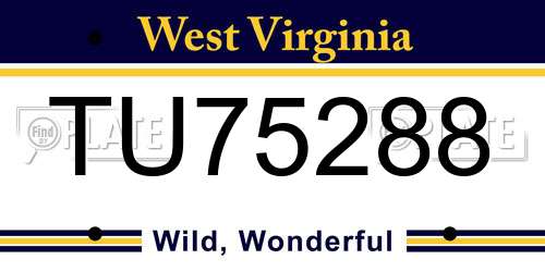 TU75288 West Virginia License Plate