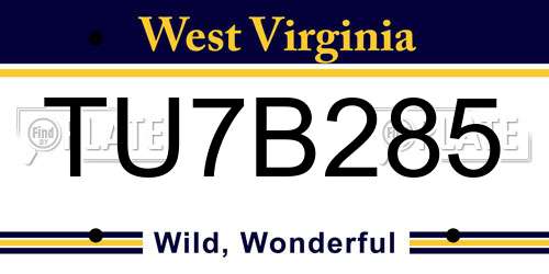 TU7B285 West Virginia License Plate