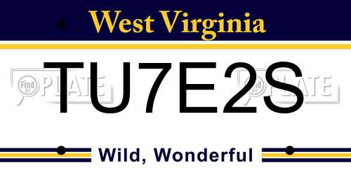 TU7E2S West Virginia License Plate