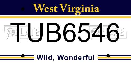 TUB6546 West Virginia License Plate