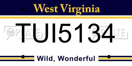 TUI5134 West Virginia License Plate