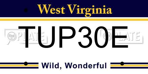 TUP30E West Virginia License Plate