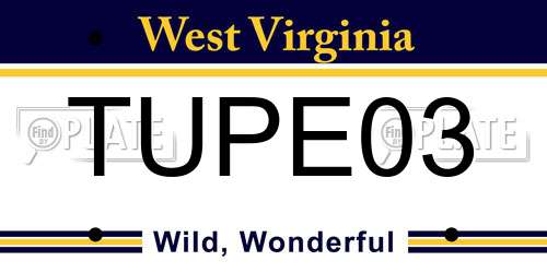 TUPE03 West Virginia License Plate