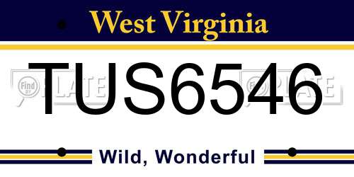 TUS6546 West Virginia License Plate