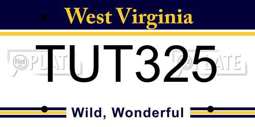 TUT325 West Virginia License Plate