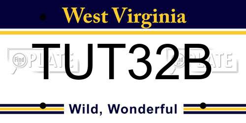 TUT32B West Virginia License Plate