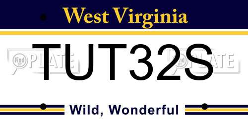 TUT32S West Virginia License Plate
