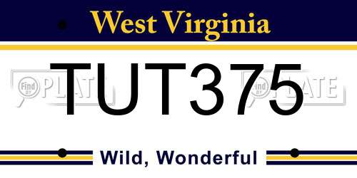 TUT375 West Virginia License Plate