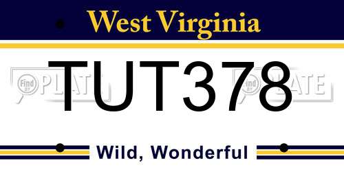 TUT378 West Virginia License Plate