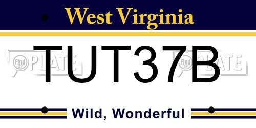 TUT37B West Virginia License Plate