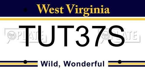 TUT37S West Virginia License Plate
