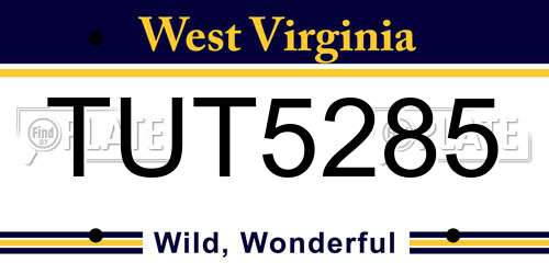 TUT5285 West Virginia License Plate