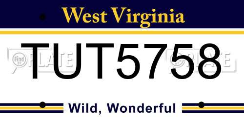 TUT5758 West Virginia License Plate