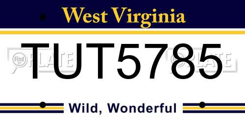 TUT5785 West Virginia License Plate