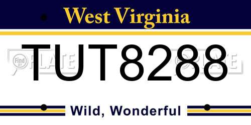TUT8288 West Virginia License Plate