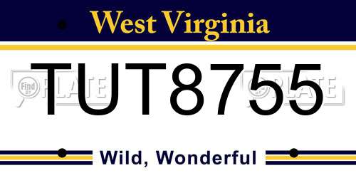 TUT8755 West Virginia License Plate