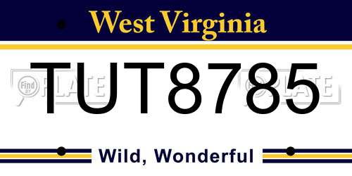 TUT8785 West Virginia License Plate