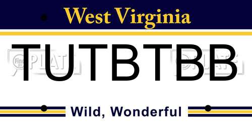 TUTBTBB West Virginia License Plate