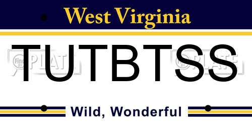 TUTBTSS West Virginia License Plate