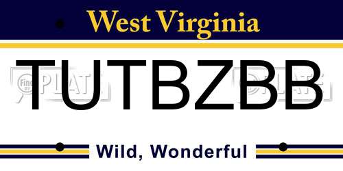 TUTBZBB West Virginia License Plate