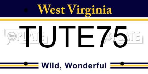 TUTE75 West Virginia License Plate