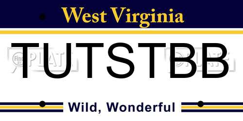TUTSTBB West Virginia License Plate