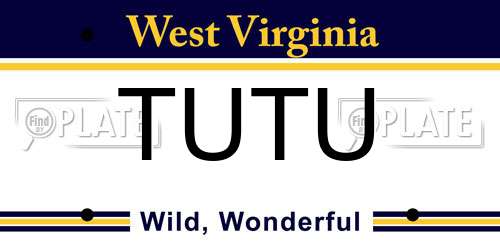 TUTU West Virginia License Plate