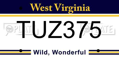 TUZ375 West Virginia License Plate
