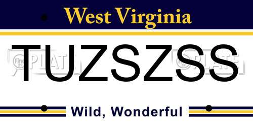 TUZSZSS West Virginia License Plate