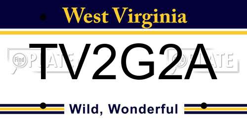 TV2G2A West Virginia License Plate