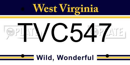 TVC547 West Virginia License Plate