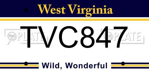 TVC847 West Virginia License Plate