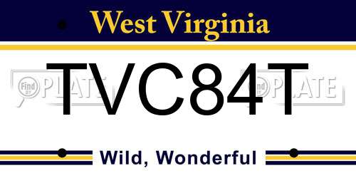 TVC84T West Virginia License Plate