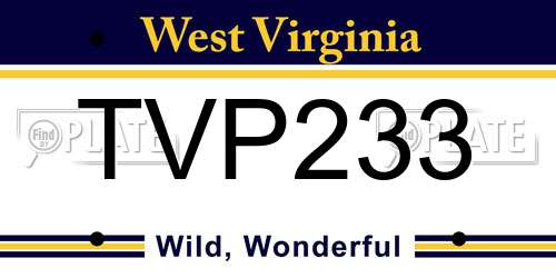 TVP233 West Virginia License Plate