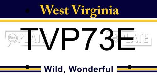 TVP73E West Virginia License Plate