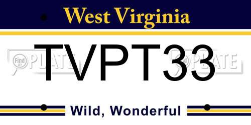TVPT33 West Virginia License Plate