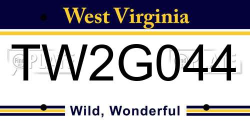 TW2G044 West Virginia License Plate