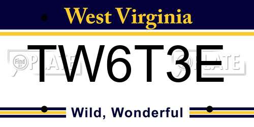 TW6T3E West Virginia License Plate