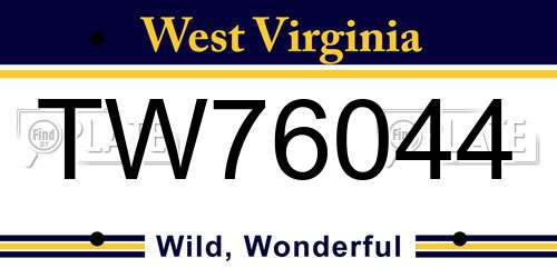 TW76044 West Virginia License Plate