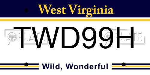 TWD99H West Virginia License Plate