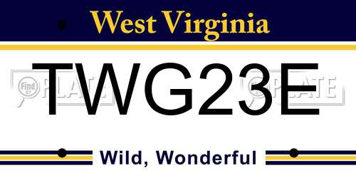 TWG23E West Virginia License Plate