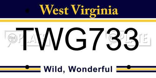 TWG733 West Virginia License Plate